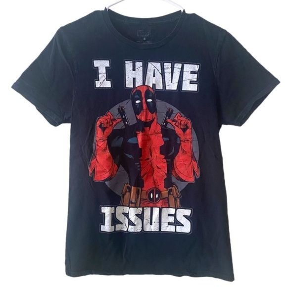 Marvel Deadpool I Have Issues Black Short Sleeve‎ Graphic Tee Men’s Small - Picture 1 of 4